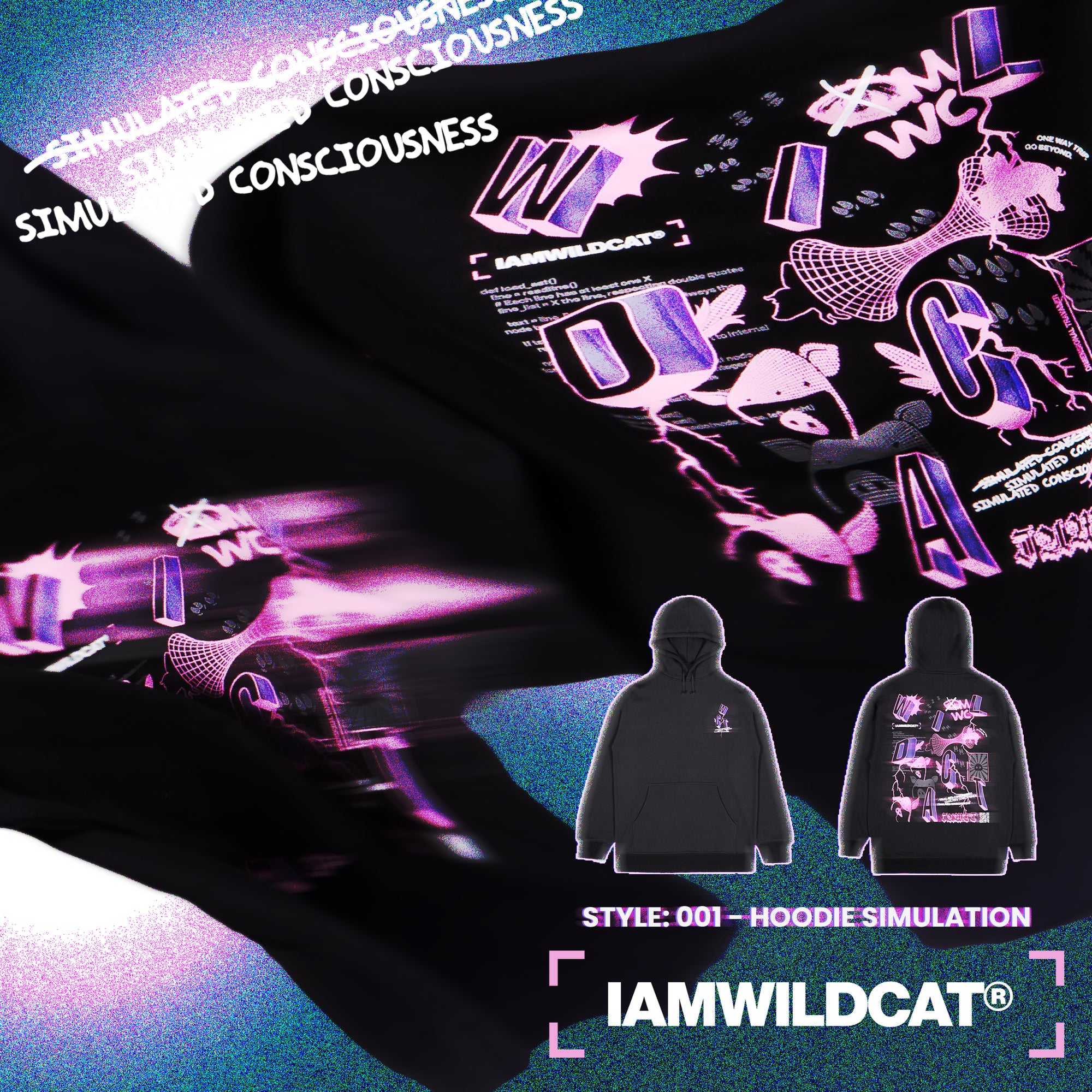 I AM WILDCAT® | SIMULATED CONSCIOUSNESS HOODIE (BLACK)